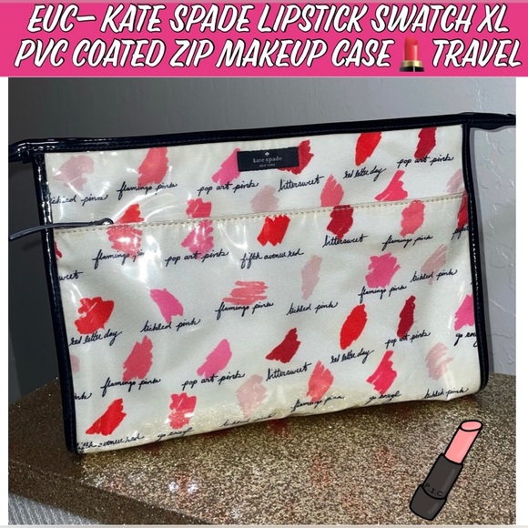 kate spade Handbags - 🎉HP🎉EUC- Kate Spade Jumbo Lipstick Swatch PVC Coated Zip Makeup Case💄Travel